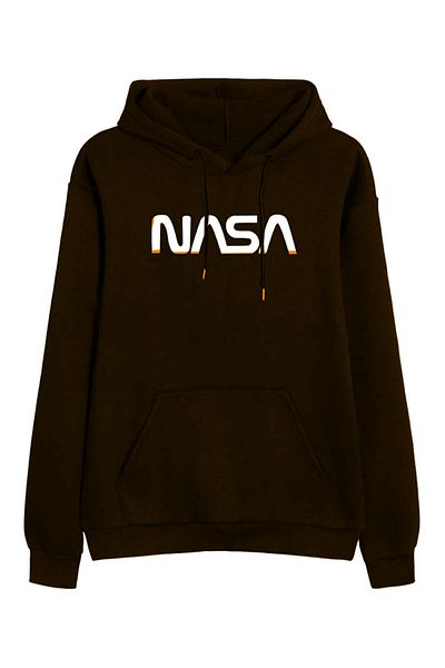 New Shine Унисекс черен суичър с качулка с щампи на NASA