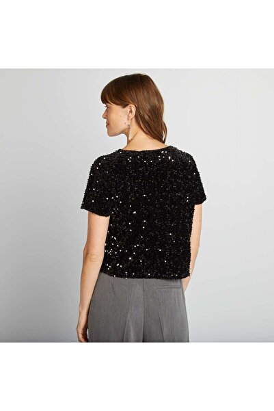 KIABI Sequined party T-shirt black