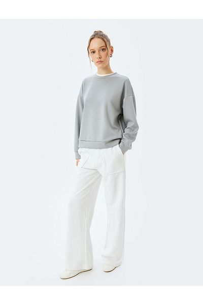 Koton Crew Neck Basic Long Sleeve Oversize Sweatshirt