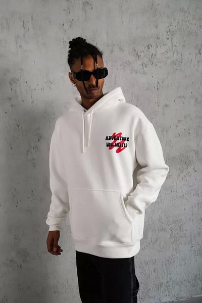 New Shine Ανδρικό καπέλο Pigeon Printed Hooded Sweat - Λευκό