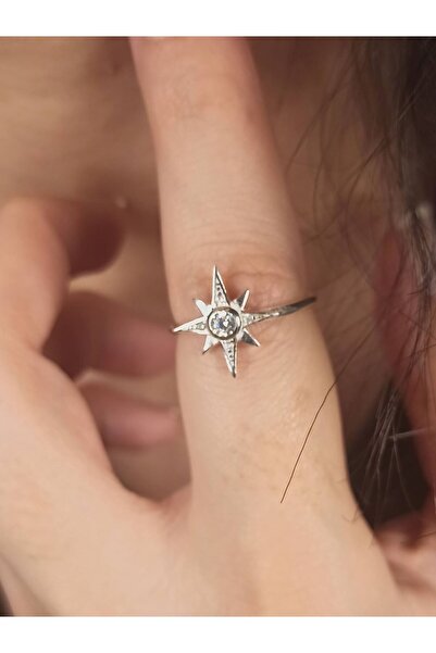TREND Gümüş Kuzey Yıldızı Yüzük, 925 ayar gümüş kadın yüzük, kutup yıldızı yüzük