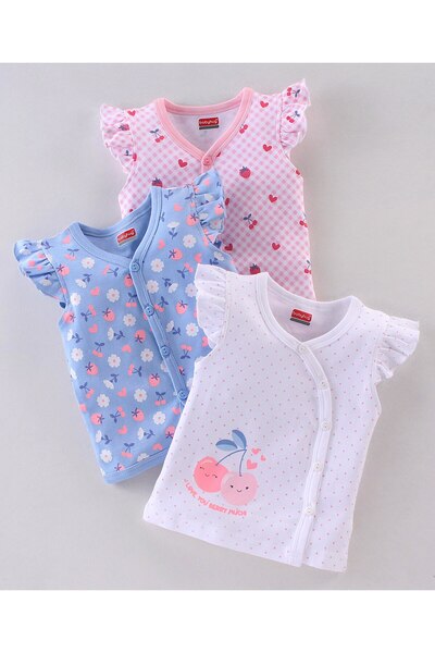 Babyhug 100% Cotton Front Open Vests Penguin Print  Pack of 3 - Purple