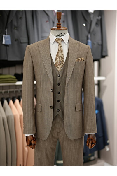 LONATOLİA Erkek Premium Takım Elbise Slim Fit İtalyan Stil Ceket Yelek Pantolon