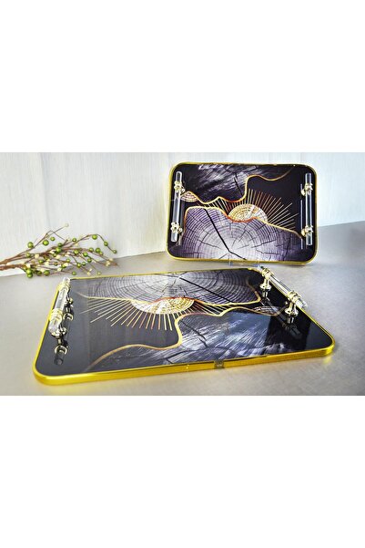 Paçi 2'li Ahşap Dekoratif Tepsi 900196