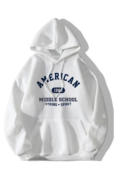 New Shine Φούτερ American Middle Scholl με στάμπα Unisex Oversize με κουκούλα