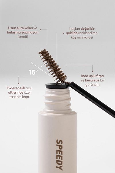 PERIPERA Eyebrow Mascara with Dense Pigmented Brush Design - Peripera Speedy Skinny Brow Mascara 05 Peony Ash