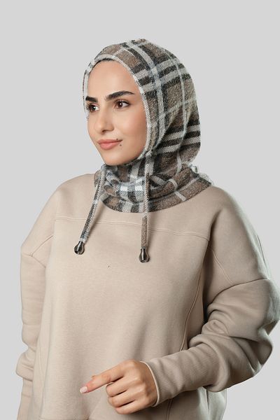 HÜRREM BONE Балаклава с дантела от норка, барета, жакардово каре 2323_10