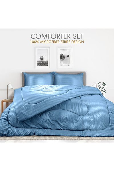 Hotel Linen Klub Stripe Comforter Set- Ultra Soft Brushed Microfiber Fabric, Soft Siliconized Fiber Filling