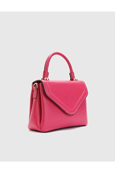 İLVİ Brazilya Hakiki Floter Deri Kadın Fuşya El Çantası
