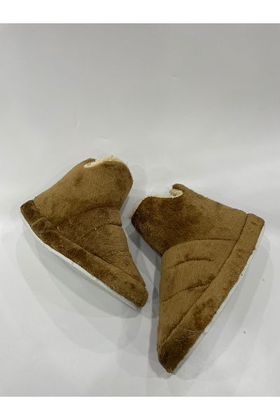 Ayakkabix Tan Plush Women's Woolen Slippers