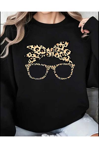New Shine Unisex Μπροστινό Sun Printed Oversize φούτερ με λαιμόκοψη