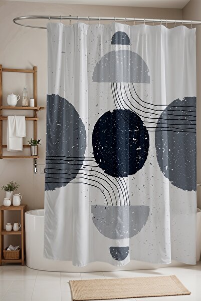 EVPANYA Занавіска для ванної кімнати, сіра занавіска для душу з малюнком міся...