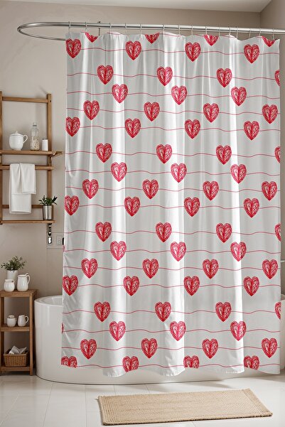 EVPANYA Zavjesa za kupatilo, crvena crtana srca Sa deznom zavjesa za tuš, zav...
