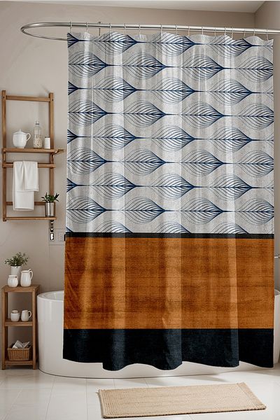 EVPANYA Κουρτίνα μπάνιου, Ethnic Abstract Leaves Pattern Κουρτίνα μπάνιου, Κουρτίνα μπανιέρας 175x200cm