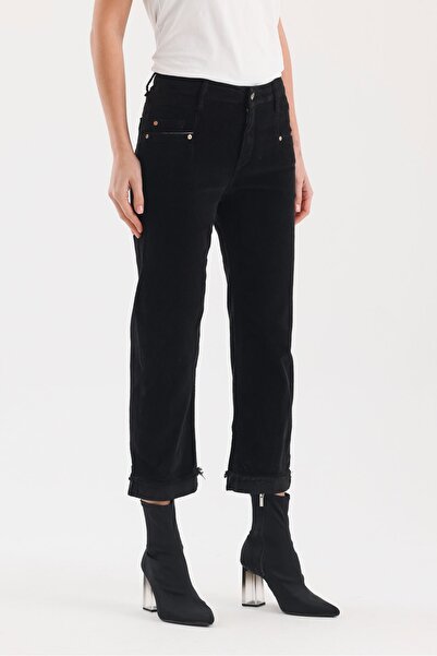 soBasic Кадифени панталони Nairobi Wide Leg-32 - Черни