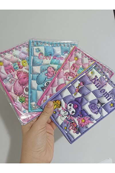 Zehra Aksesuar Sanrio karakterler (kuromi,my melody)telli stickerlı not defteri