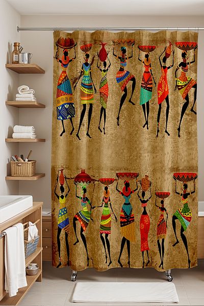 EVPANYA Κουρτίνα μπάνιου Bohemian African Ethnic Pattern για γυναίκες 175x200cm