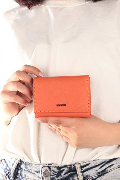 Grande 2632 HAKİKİ DERİ KADIN CÜZDAN TURUNCU