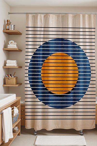 EVPANYA Κουρτίνα μπάνιου Bohemian Stripe Singing Ropa με Σκαλιστό Σκαλιστό 175x200cm