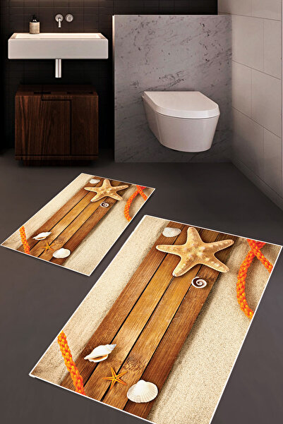 Carmine Carpet Set de 2 covorașe de baie lavabile, imprimate digital, cu mode...