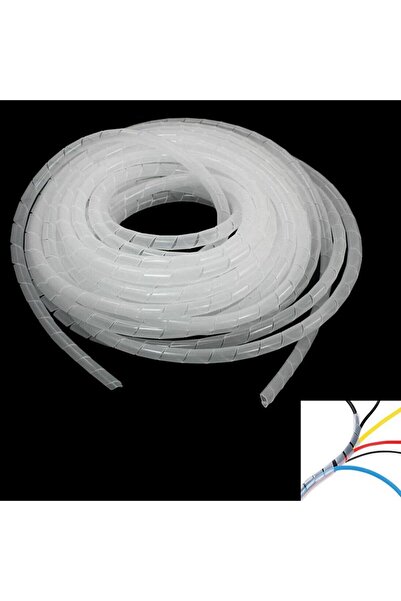 Hatfon Elektronik Kablo Toplama Spirali Helezon 4 mm 10 Metre Beyaz