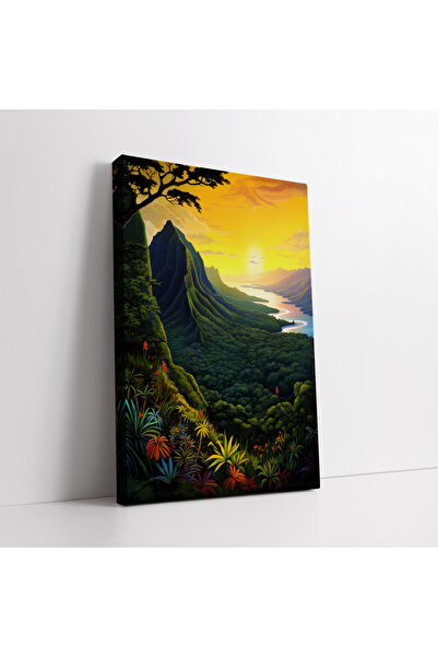 KOSS Dijital Pictură abstractă pe pânză cu vedere acuarelă la valea Kalalalu din Kauai