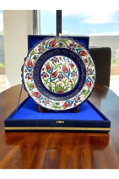 STORESZA El Yapımı 30 cm Kütahya Çinisi Dekoratif Tabak - Özel Kutusunda