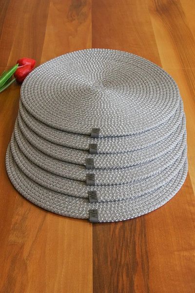 Halımax 6 Pieces Gray Wicker Textured American Serve Snail Weave 6-Piece Plates