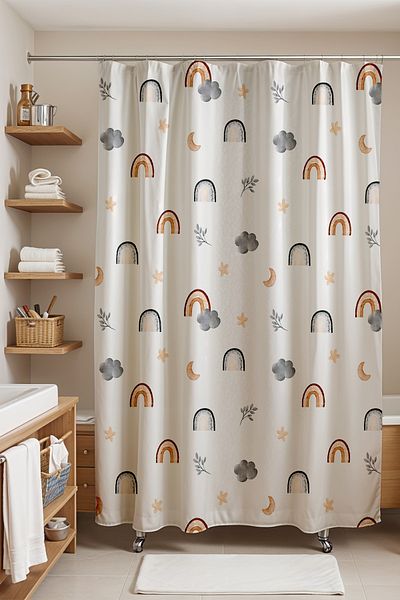 EVPANYA Κουρτίνα μπάνιου Navy Blue Bohemian, μέγεθος 175x200 cm