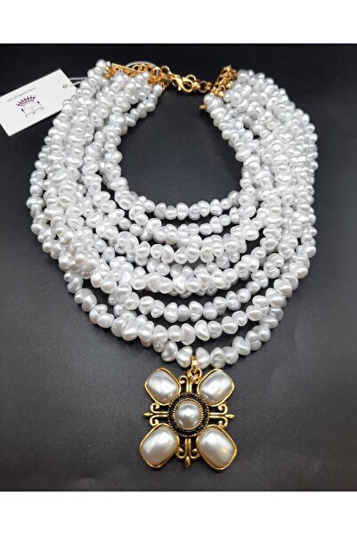 gelin Choker inci kolye,çoklu kolye,incili kolye