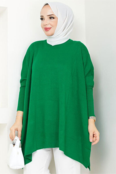 MissThetis Bisiklet Yakalı Uzun Yarasa Kollu Yırtmaçlı Oversize Rahat Kesim E...