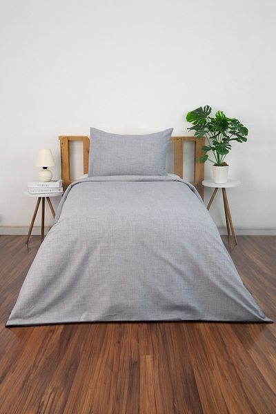 FAVORA Vega Cotton Ranforce Single Duvet Cover Set - Grey