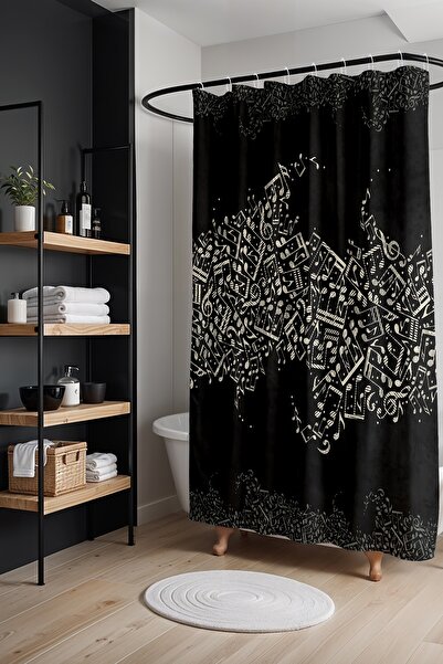 EVPANYA ستارة الحمام، ستارة الدش بنمط نوتات الليل، ستارة حوض الاستحمام 175 × ...