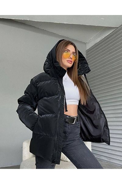 VOLT CLOTHİNG Women's Dark Suede Filled Puffer Coat