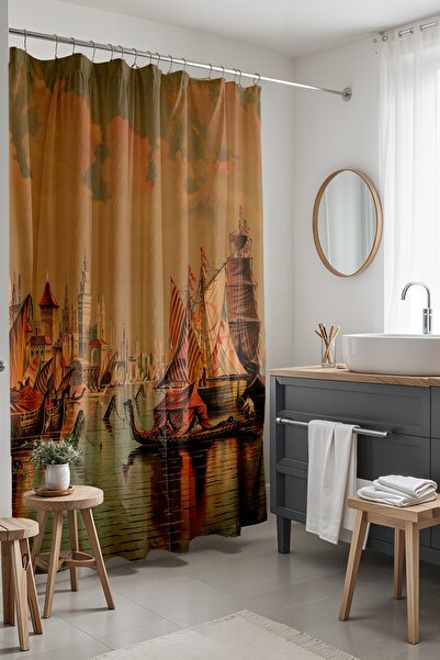 EVPANYA Занавіска для ванної кімнати, занавіска для душу з малюнком ретро-пір...