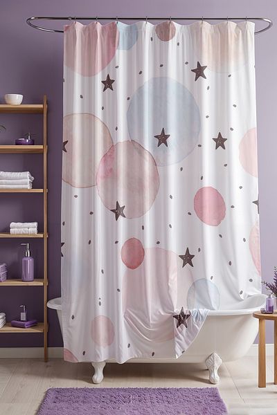 EVPANYA Κουρτίνα ντους και μπανιέρας Grey Stars Design 175x200cm
