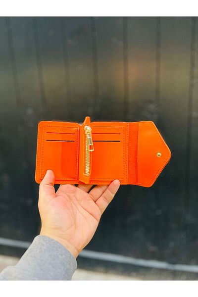 Just Polo Women's Soft Orange Wallet Card Holder with Lock Detail