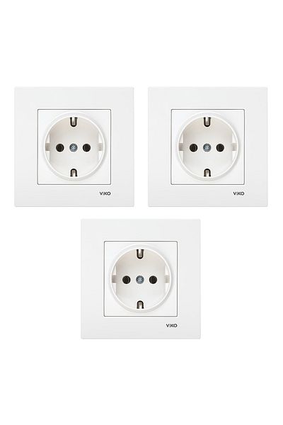 VİKO White Viko Karre Grounded Socket Frame - 3 Pieces