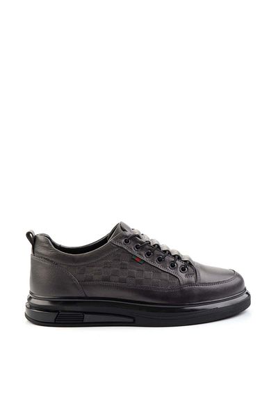 Bambi Gray Leather Men's Casual Shoes E01398473403