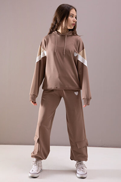 Cansın Mini Καφέ Cargo Pocket Girl's Logo Σετ δύο τεμαχίων 19870