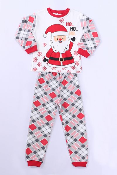 HÇM Santa Claus Printed Children's Pajama Set - New Year's Eve D8