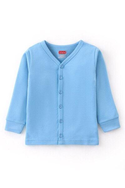 Babyhug Babyhug Thermal Full Sleeves Solid Front Open Vest - Dark Blue