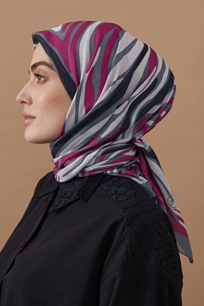 Modakaşmir Кольоровий 110x110 бавовняний шарф із зебраним візерунком