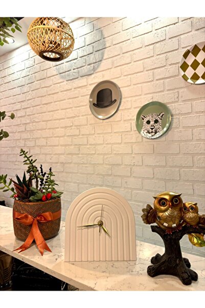 MERKARE MASA ÜSTÜ TASARIM SAAT, BOHEM, İSKANDİNAV MASA SAATİ 17X17cm (Hand Ma...