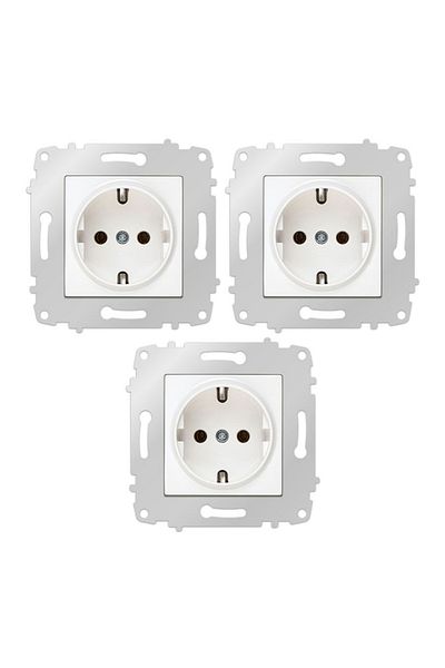 VİKO White Viko Karre Grounded Socket Frame - 3 Pieces