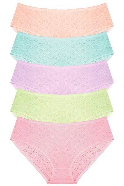 Newlilla 1506 Herz 100% Baumwolle 5-teiliges Damen Bato Höschen Pack V2