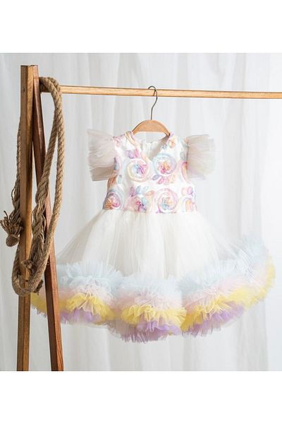 Pop Unicorn Girl's White Tulle Dress