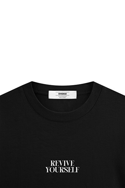 Overoz Black Floral Print Oversize Unisex T-Shirt - 1311