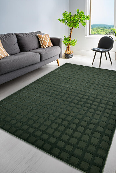 Giza Home Latte Yumuşak Peluş Dokulu Yeşil Çocuk Odası Oturma Odası Salon Mut...