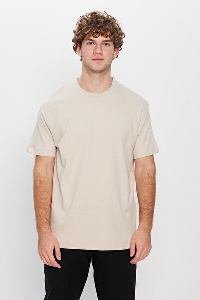 Tudors Unisex Relax Fit Rahat Kesim %100 Pamuk Yumuşak Dokulu Hafif Kalın Basic Bisiklet Yaka Taş Tişört